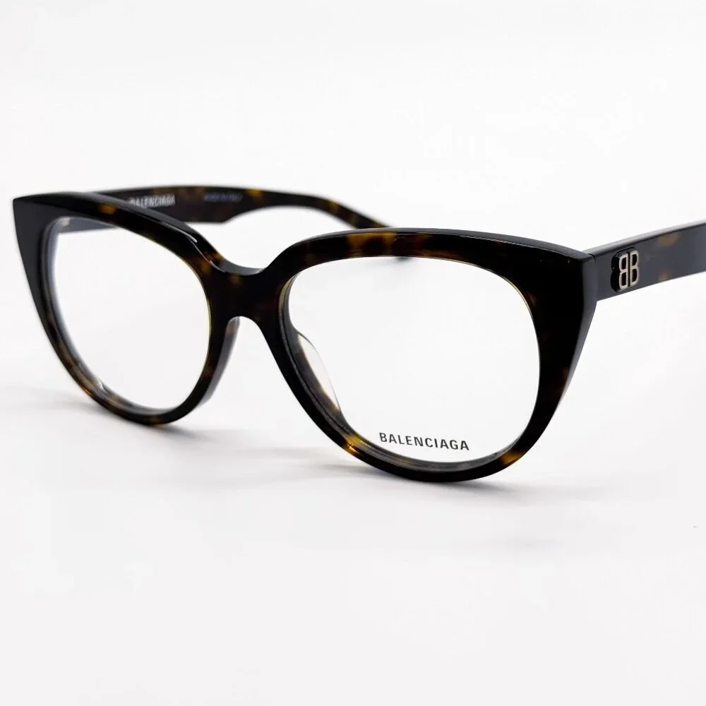 NEW BALENCIAGA EYEGLASSES BB0131O 005 ROUND OVAL DARK HAVANA WOMEN EYEWEAR BALEN